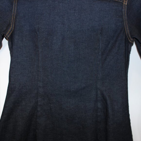 ALEXA CHUNG for AG DENIM Pixie Denim Shirt Dress Stretch Dark Denim Snap XS - Picture 11 of 16